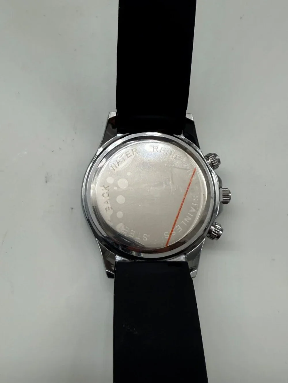 LOUIS POEMS MENS BLACK SILVER 42MM RUBBER BAND WATCH NEW
